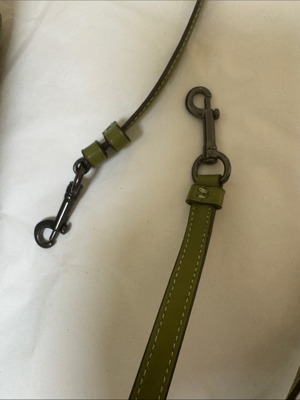 Coach Kasey Olive Green Leather & Suede Two-way Crossbody with gunmetal hardware - Picture 16 of 17